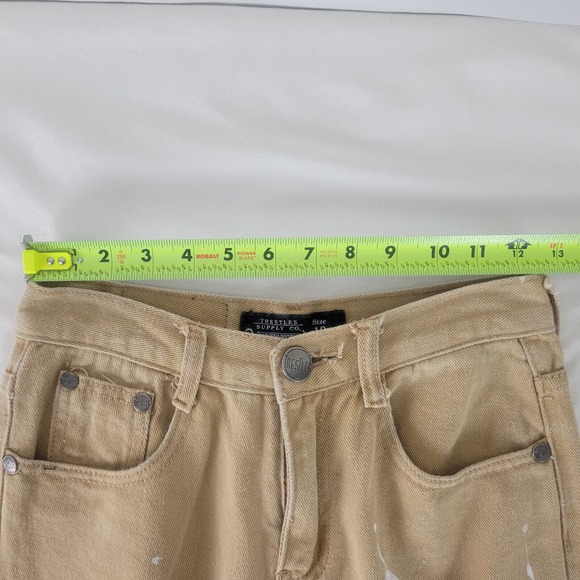 Trestles Supply Co. Jeans Boys 12 Tan Denim Straight Leg Distressed Paint Splash - Picture 3 of 13